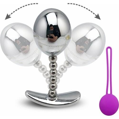 Small size Metal Anal butt plug jewelry crystal beads kegel ball silicone eggs SM insert dildo vibrator Sex toy for men women