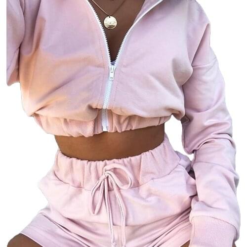 2020 New Summer Autumn 2 Pieces Running Sport Suit High Waist Short Bodycon Sexy Women Sports Set