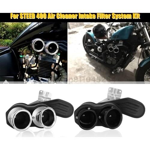 Motorcycle Black/Chrome Air Filter Motocross Scooter Air Pods Cleaner For Honda VLX 600 99-08 VT 600