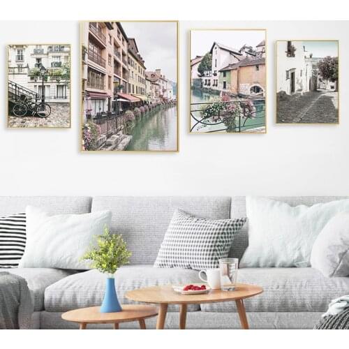 Retro Architecture Canvas Art Nordic Poster Old House Scenery Decorative Print Wall Painting Scandinavian Decoration Picture
