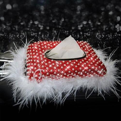 Luxury Crystal Diamond Leather Tissue Box Case Holder Car Home Decor Covers