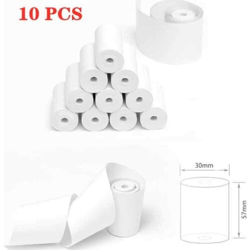 10 Rolls Thermal Paper Roll 57x30mm Clear Printing for PeriPage A6 Pocket Thermal Printer for Paperang P1/P2 Mini Photo Printer