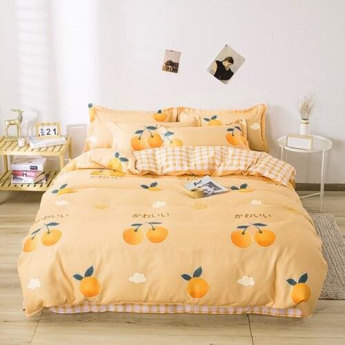 Orange Bedding Set Duvet Cover Set Pillowcase Home Textiles 2/3pcs Bed Linen King Queen Size Dropship