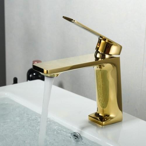 Bathroom Basin Faucets Solid Brass Sink Mixer Tap Hot & Cold Single Handle Deck Mounted Lavatory Crane Tap White/Gold/Black