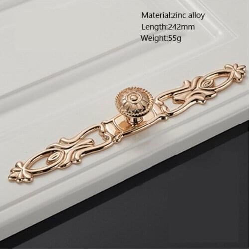 Antique Gold Single hole carved handle bookcase wardrobe door handle wine cabinet drawer door handle