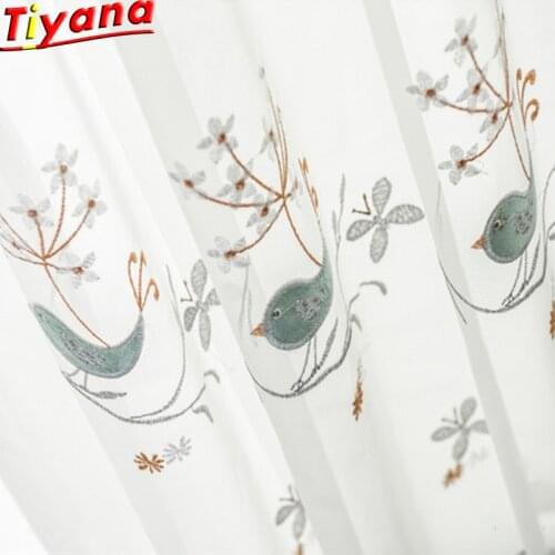 Bird Embroidered Tulle for Bedroom Living Room Kis Room Lace Curtains customizable White Exquisite Tulle X-M064#30