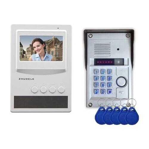 ZHUDELE RFID Panel Outdoor Camera 4.3 Inch Video Door Phone Intercom System Doorbell In Stock 1Camera+1Monitor ID Card &Password