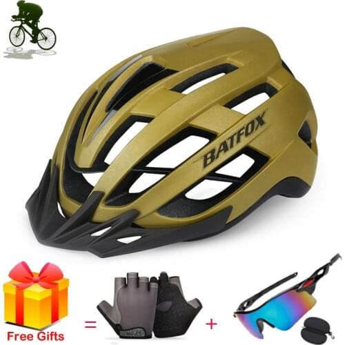 BATFOX Cycling Helmet for Men Bicycle Safety Cap Ultralight Outdoor In-mold Road Mountain Helmet Breathable Cycling Bike Helmet