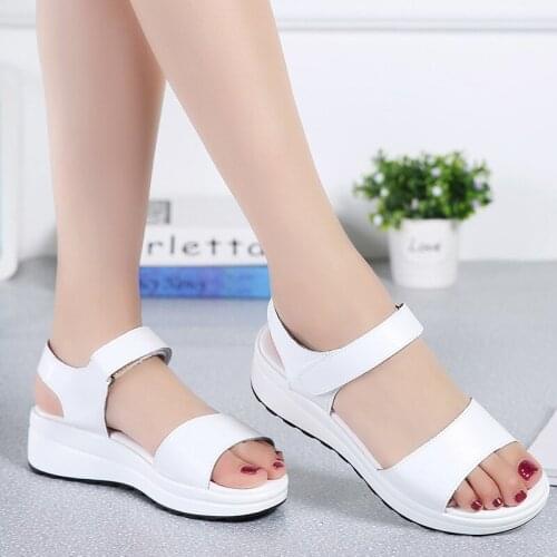 2021 Leather Women sandals shoes Platform ladies white Sneakers Sandals shoe summer open toe Fashion High Heel footwearet67