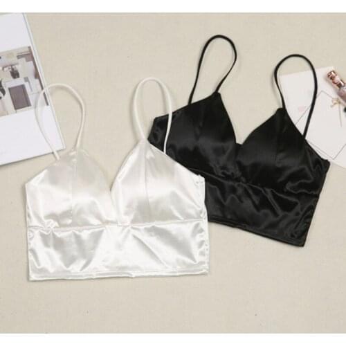 Black White Women Strap Silk Smooth Bra Sleeping Brassiere Push Up Bras Three Quarters Cup Wireless Bra