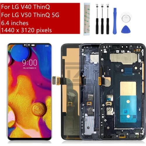 For LG V40 ThinQ v405 LCD Display Touch screen Digitizer Assembly With Frame LG V50 5G ThinQ Screen Replacement Repair Parts 6.7
