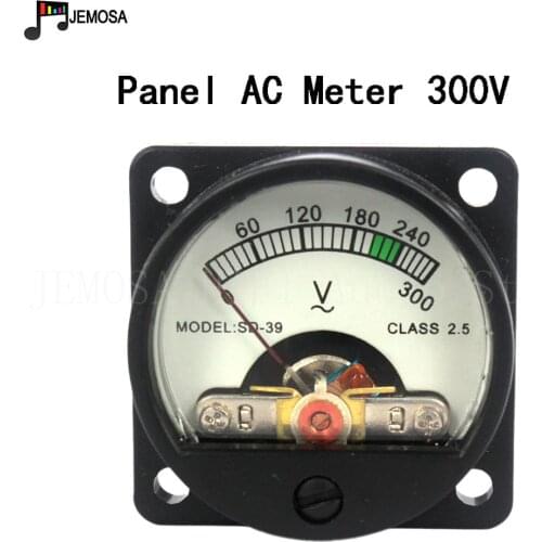 1PC AC Voltmeter SD-39 AC 300V Meter Panel Mechanical Pointer Type Audio Level Meter 6-12V Warm Back Light for Amplifier radio