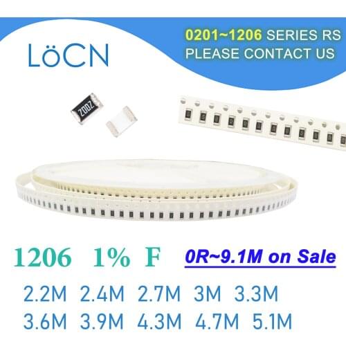 1206 1% F 5000PCS SMD 2.2M 2.4M 2.7M 3M 3.3M 3.6M 3.9M 4.3M 4.7M 5.1M 3216 chip Resistor OHM