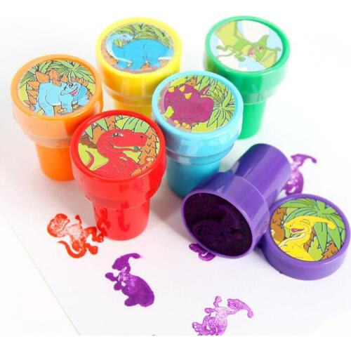 Round Multicolor Fun 10Pcs Cute Dinosaur Child DIY Scrapbook Kids Stamp Cartoon Rubber Stamps Scrapbooking Reward Toy