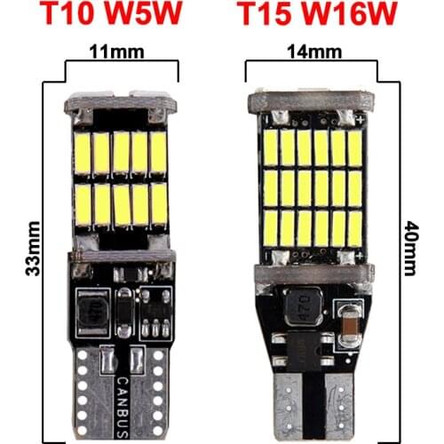 1x High Power T15 W16W LED Bulb Canbus T10 W5W 194 LED Signal Light Canbus No error Car Wedge Side Reverse Parking Lamp 4014 SMD