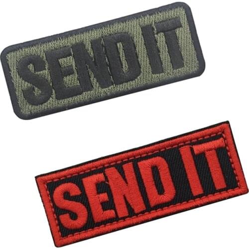 3D Embroidery New Fabric Sticker English SEND IT Armband Patch Denim Jacket Clothes Backpack Hat Icon Badge Patch 7.5*3cm