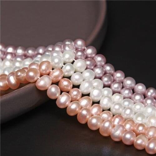 6-7mm Fine 100% Natural Pearl Beads Nearly Round Freshwater Pearl for Jewelry Making Earrings Necklace Bracelet DIY 14" Strand