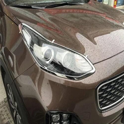For Kia Sportage 4 QL 2016 2017 2018 ABS Chrome Front Lamp Shade Cover Headlight Covers Trim Sticker Car Accessories Styling