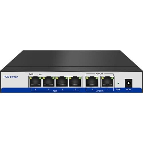 HYY10 CCTV active 4 Ports 10/100M PoE Switch Power Over Ethernet For POE IP Camera System Network Desktop Switches 2ports Uplink