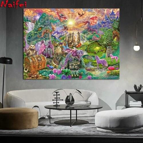 Fantasy Enchanted Dragon Country 3d Crystal Diamond 5d diy diamond painting Puzzle embroidery full square round diamond mosaic