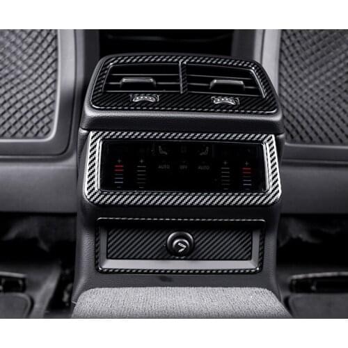Car Styling Rear Air Outlet Frame Decoration Cover Trim For Audi A6 C8 2019 Carbon Fiber Color Storage Box Panel Decals