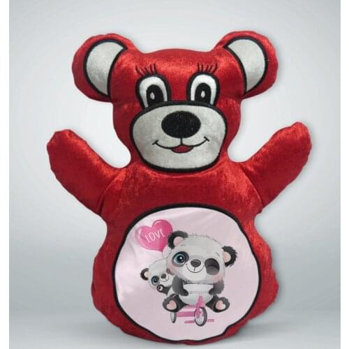 BK Gift Cute Pandas Design Red Teddy Bear Yastık-1