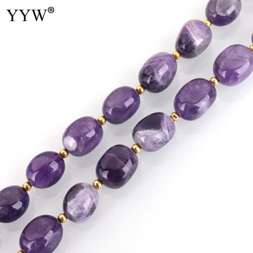 Natural Purple Amethysts Round Beads Oval 14-15x10-12x9-11mm natural stone for women DIY Bracelet Necklace Jewelry Making