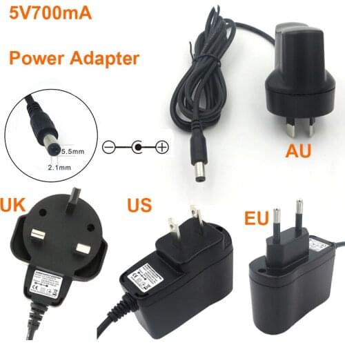 Fast Shipping VORED AC 5V700mA to DC 100-240V Power Supply Adapter Universal Charger US/EU/UK/AU Plug 5.5*2.1mm for Router
