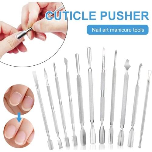 Stainless Steel Cuticle Pusher Remover Double Ended Cuticle Cutter Nail Gel Polish Remover Manicure Tool