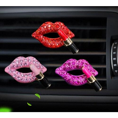 Hot Sale Air Outlet Perfume Clip Studded Red Mouth Car Perfume Clip Cute Car Solid Decorations For Girls Car Ornament