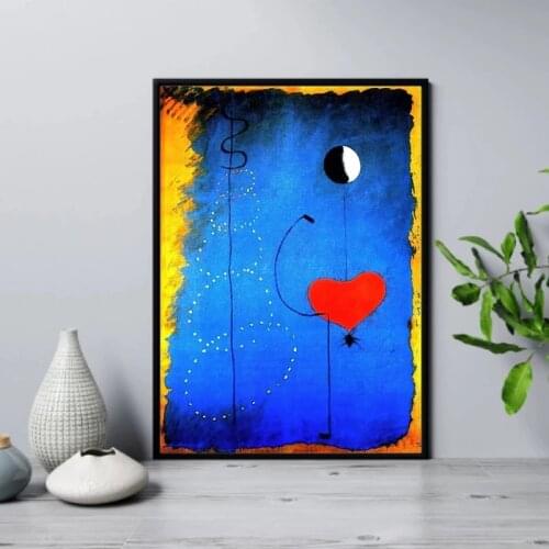 Dancers Heart Love Art Cuadros Canvas Print Painting Joan Miro Abstract Famous Wall Picture Living Room Home Decoration Poster