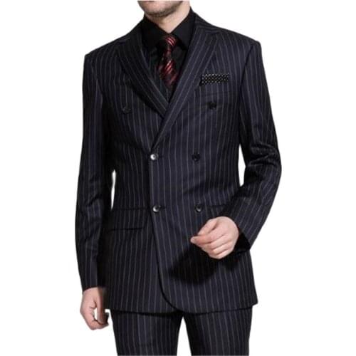 2020 New Stripe Wedding Men Suit 3Pieces(Jacket+Pant+Vest+Tie) High Quality Groom Tuxedos Bridegroom Custom Made Blazer