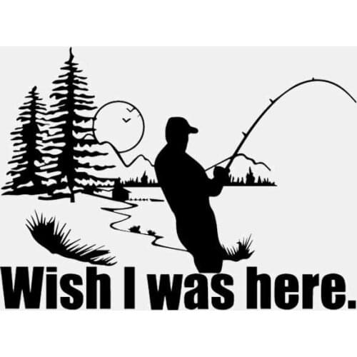 Personality Fishing Fisherman Hunting Outdoor Car Stickers PVC Cover Scratches Waterproof Car Decoration Sticker Black/White