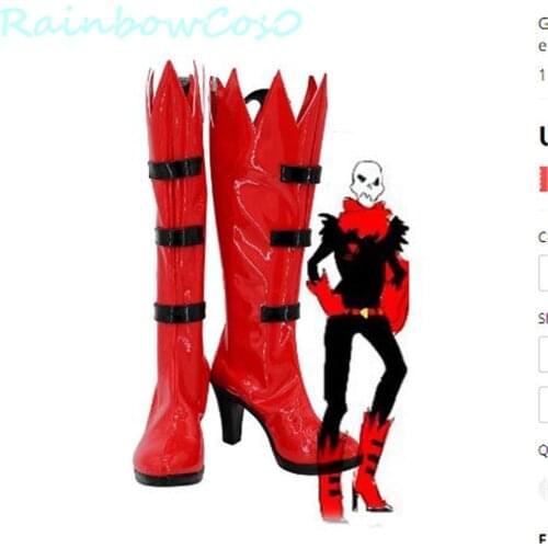 Game Underfell Papyrus Red Boots High Heel Cosplay Shoes Game Anime Carnival Party Halloween RainbowCos0 W1239