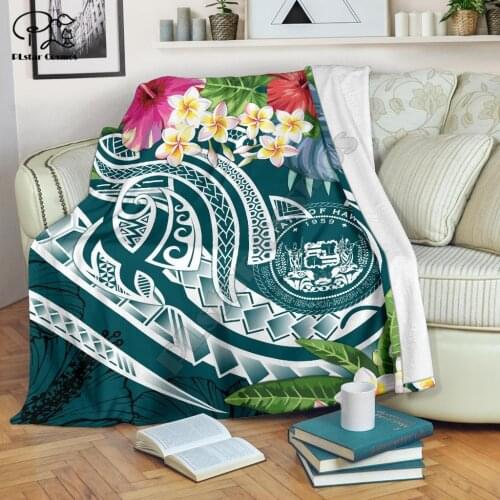 Summer Plumeria Polynesian Style Blanket 3D print Sherpa Blanket on Bed Home Textiles Dreamlike HOME ACCESSORIES