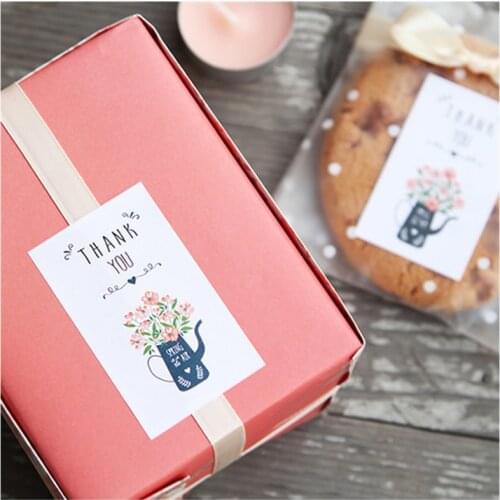 120pcs Thank You Flower Paper Sticker Big Size 6x3.5cm Party Gift Seal Sticker Present Decoration Sealing Label Sticker