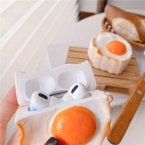 Funny Fried Eggs Earpods Earphone Case For Apple AirPods1/2 Pro 3 Earbuds Soft Cover Wireless Bluetooth Headset Charging Box