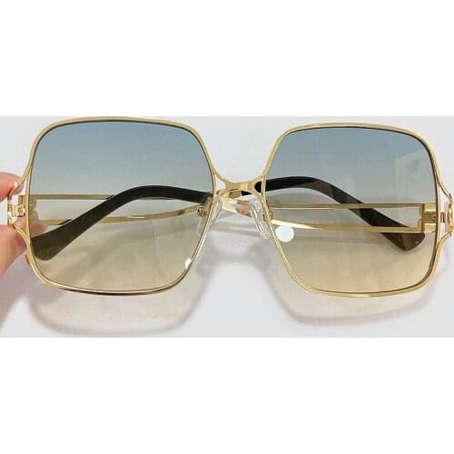 New Fashion Square Sunglasses Women Men 2021 Fashion Brand Alloy Frame Light Color Sun Glasses UV400 With Box