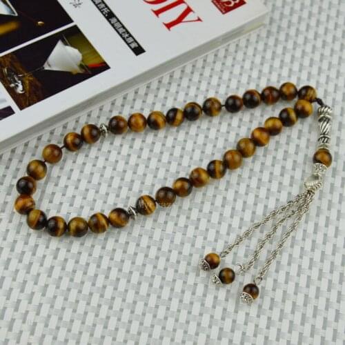 NEW Tiger eyes stone bracelet Islamic musilm 33 prayer beads tashih Rosary beads for Christmas thanks giving day Holiday gift
