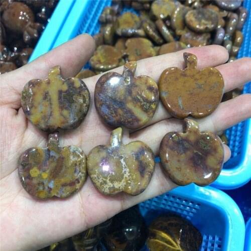New product Natural colorful mineral crystal ornaments ocean jasper Slab apple Christmas present