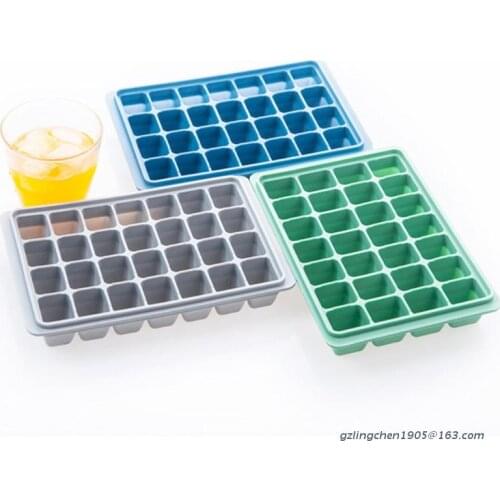P8DE 28-Grids Ice Cube Tray Freezer Mould Ice Cubes Silicone Mold with Spill-Proof Lids for Whiskey Cocktails