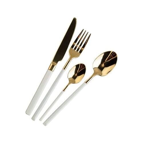 Platinum silver spoon knife fork Western tableware three full set of 304 stainless steel fruit long spoon to eat steak