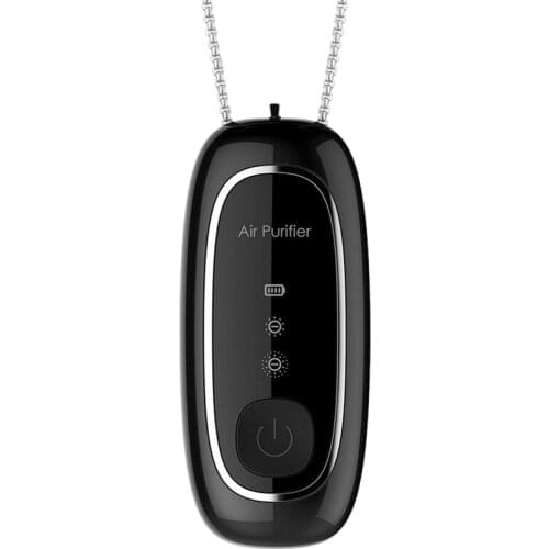 USB Portable Air Purifier, Personal Hanging Necklace with Negative Ion Air Freshener-No Radiation for Adults Kids Black