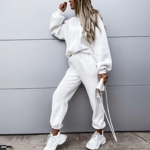 Casual Women Sport Tracksuits Fashion Splicing Print Two Piece Sets Sweatshirt Top And Loose Long Pants Jogging Suit For Female