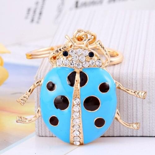 Promotion high quality ladybird keychain zinc alloy insect keychain woman decoration