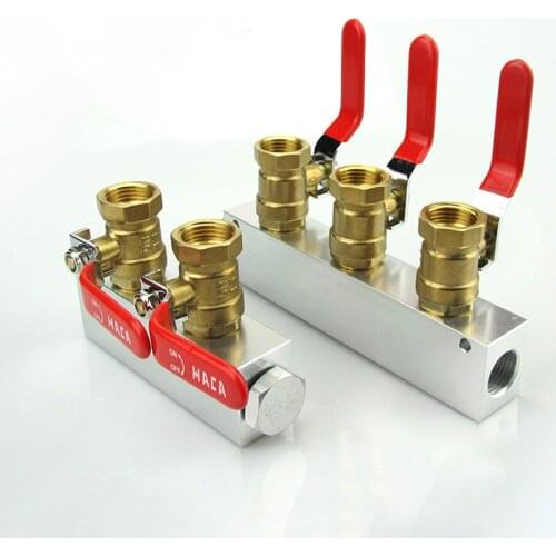 With 20SM C-Type Sockets 27x36mm 1/2" x 1/4" BSP Female 2 3 4 5 6 7 8 9 10 Ways Solid Aluminum Air Manifold Block Splitter