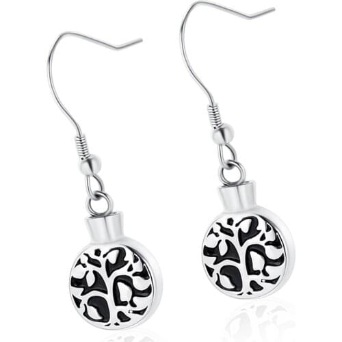 Tree of Life Cremation Jewelry Earrings for Ashes Stainless Steel Urn Earrings for Ashes Keepsake Memorial Pendant Ash Jewelry