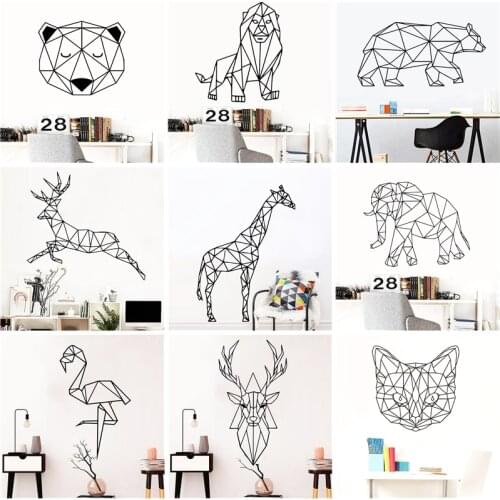 Nordic Geometry Animals Stickers Mural Vinyl Room Decoration Livingroom Bedroom Wall-sticker For Kids Room Decor Decal Wallpaper