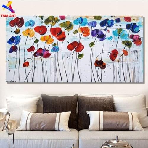 Textured Flower Picture Hand painted Modern Abstract Oil Painting on Canvas for Living Room Wall Art Home Decoration Gift SL065