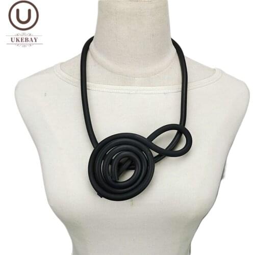 UKEBAY New Gothic Jewelry Rubber Necklace Women Handmade Pendant Necklaces Vintage Sweater Chain Clothes Accessories Big Chains